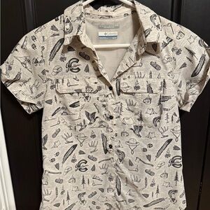 Columbia Casual Outdoor Print Shirt - Beige and Black
